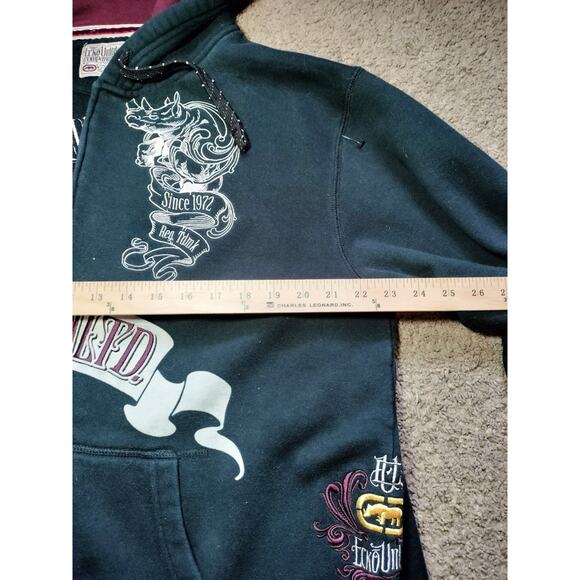 Ecko Unltd Vintage Y2K Hoodie Embroidered Skater Cyber Mall Goth XL Graffiti - Picture 10 of 10